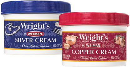 Wright's by Weiman Silver Cleaner and Polish Cream with Polishing Cloth, Ammonia-Free, Gently Clean & Remove Tarnish without Scratching
