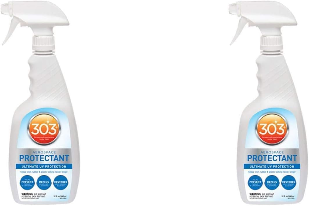 303 Products (30308CSR) UV Protectant Spray for Vinyl, Plastic, Rubber, Fiberglass, Leather & More – Dust and Dirt Repellant - Non-Toxic, Matte Finish, 16 Fl. oz., White