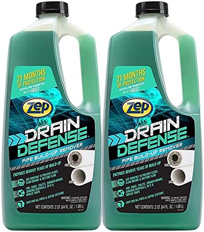 Zep Drain Defense Pipe Build-Up Remover - 64 Ounces - ZLDC648 - Professional Strength Liquid Pipe Build Up Remover,GREEN