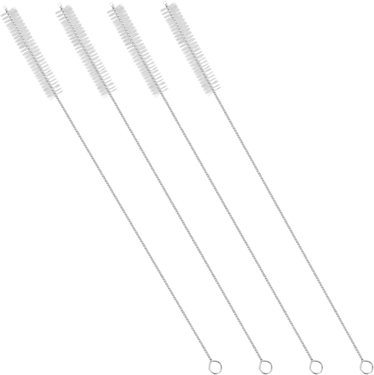 Drinking Straw Cleaning Brushes Set 12" Extra Long 12mm Extra Wide Pipe Tube Cleaner Nylon Bristles Stainless Steel Handle - 12" x 1/2" (12mm) - Set of 4