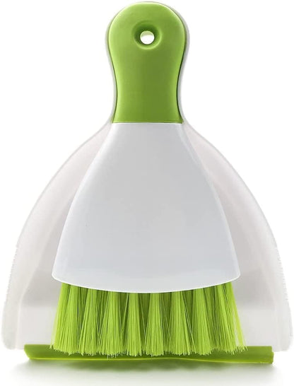 Small Hand Dust Pan and Brush - Small Broom and Dustpan Set, Mini Broom and Dustpan, Compact Dustpans and Brush for Home Cleaning, Sofa, Desk, Guinea Pig Cage, Cat Litter, etc. (Light Green)