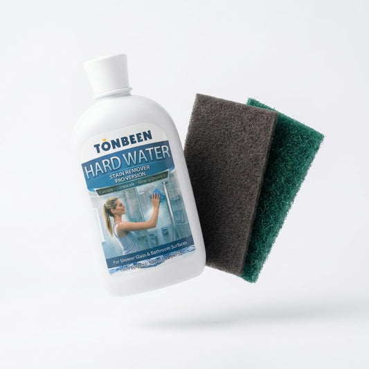 Hard Water Stain Remover PRO Series – Calcium & Limescale Cleaner for Shower Glass & Bathroom Surfaces, Includes Coarse & Fine Pads, 500 ml
