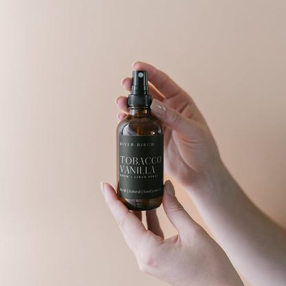 River Birch Luxury Linen and Room Spray - Home Signature Scent Balsam and Cedar Room Fragrance Spray - Fragrant Fresh Linen Air Freshener For Bedding - Handmade in Texas - 4 oz Glass Amber Bottle