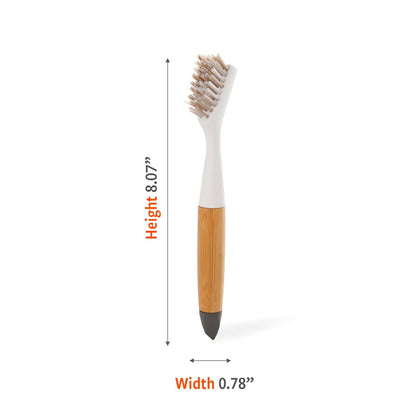 Full Circle Micro Manager, Deep Cleaning Brush for Crevices, Shower, & Grout, Tough Bristles, Sustainable Bamboo Handle, White