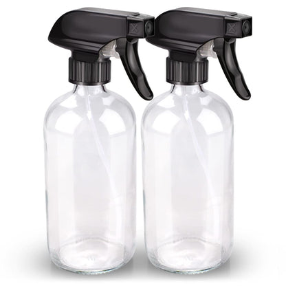 Bontip Glass Spray Bottle, Amber Glass Spray Bottle Set & Accessories Refillable for Plants Window Cleaners Aromatherapy Facial Hydration Watering Flowers Hair Care (2 Pack/16 oz) (Amber)