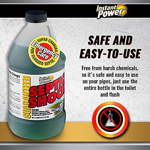 Instant Power Septic Shock - Septic Tank Treatment, Drain Cleaner Liquid Clog Remover for Septic Systems - 67.6 Fl Oz 1 Pack