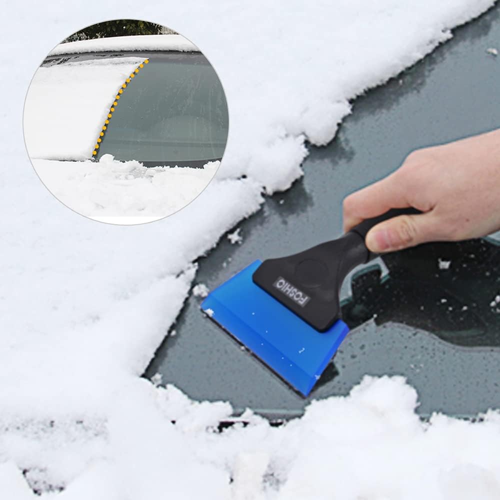 FOSHIO Small Squeegee with 5 Inch Dark Blue Rubber Blade Mini Wiper Window Tinting Tools for Mirror Glass Window Cleaner with Non-Slip Handle, 2 Pack