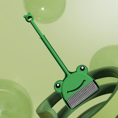 Children's Small Broom Dustpan Set Green Frog Mini Household Cleaning and Pretend Play Set