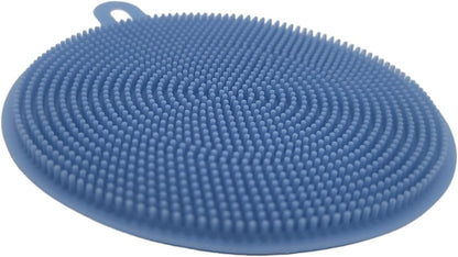 Handy Housewares 4" Round Silicone Dish Scrubbing Sponge/Vegetable Scrubber Brush (Pastel Blue, 1 Pack)