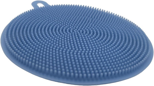 Handy Housewares 4" Round Silicone Dish Scrubbing Sponge/Vegetable Scrubber Brush (Pastel Blue, 1 Pack)