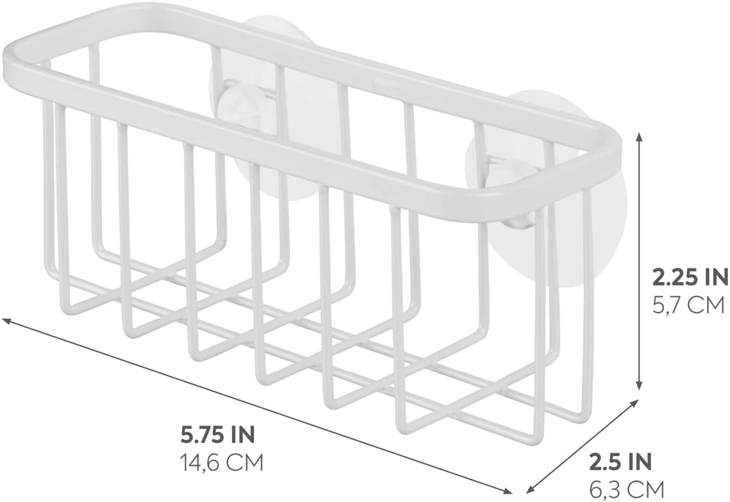 iDesign Stainless Steel Suction Sponge Holder, Kitchen Sink Sponge Caddy Organizer, 2-Pack, Polished