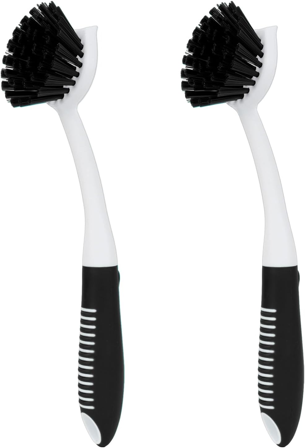 Dish Brush with Handle, 2 Pack Scrub Brushes with Built-in Scraper for Cleaning Kitchen, Pots, Pans and Sink, Scrubber Washing Tools, Green