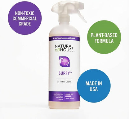 Enzyme All-Purpose Cleaner Spray - Natural House Surfy - Probiotic Multi-Surface Formula - Plant-Based, Septic Safe - Lavender Sage Scent - 32 oz