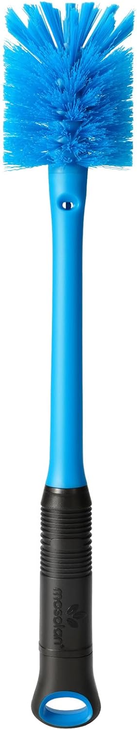 MOSOLAN 2-in-1 Water Bottle Brush and Straw Cleaner Brush, Long Handle Scrub Brush with Replaceable Head for Water Bottles, Glasswares, Mugs, Flasks, Tumblers, Vases, and Kitchen Sink, Smokey Blue