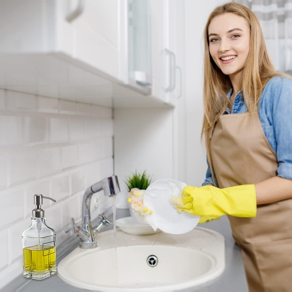 JASAI 2Pack Glass Soap Dispenser with Black Rust Proof Pump, Refillable Dish Soap Dispenser with for Kitchen and Bathroom.