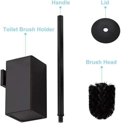 Toilet Brush and Holder Set Freestanding KWQKEM Modern Toilet Bowl Cleaners Brush and Holder with Lid 304 Stainless Steel (Brushed Gold)