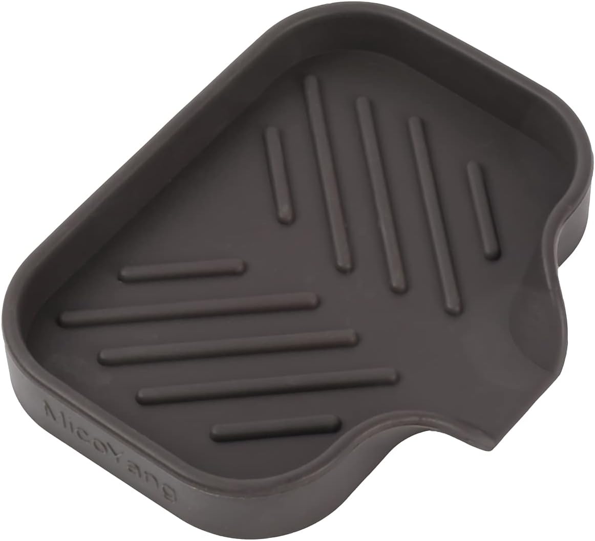 MicoYang Silicone Bathroom Soap Dishes with Drain Spout-Bathroom and Kitchen Sink Organizer,Sponge Holder,Dish Soap Tray,Perfect for Dispenser,Scrubber,Bottle,Cup on Sink or Counter-Black 4.9"×3.2"