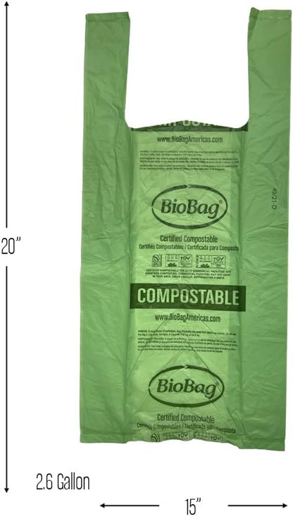 3 Gallon Compostable Food Scrap Bags by BioBag, 100 Count, BPI Certified, Meets ASTM D6400 Standards, Made in USA, Kitchen Trash Bin Liners