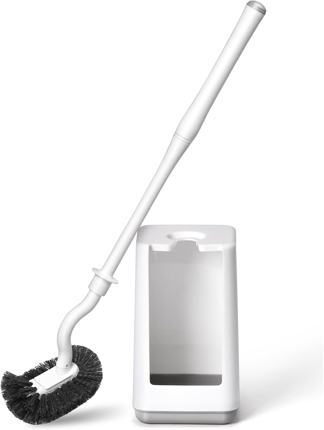 Toilet Bowl Brush and Holder Sturdy Plastic Long Handled Toilet Brushes for Bathroom with Ventilated Base Easy to Assemble for Deep Cleaning (White 1)