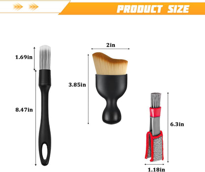 4PCS Car Detailing Brush Kit, Multi-Use Soft No Scratch Vehicle Interior Detail Duster Brush Set, Automotive Dusting Cleaning Kit for Exterior Interior, Universal for Vehicles