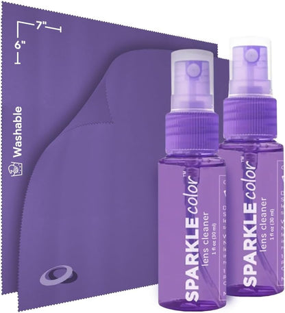 Sparkle Anti-Reflective Safe Lens Cleaner Spray Kit - (2) 1oz Glasses Cleaner Spray & (2) Microfiber Cloth for Eyeglasses, Sunglasses, Lenses, Screens and Camera Cleaning Kit (4 Piece Set)