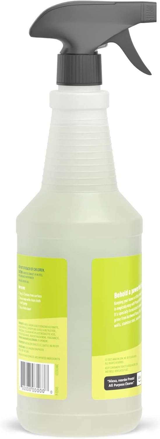 Amazon Brand - Presto! All Purpose Cleaner, Lemon Scent, Streak-Free Formula, Safe for Stainless Steel, 32 fl oz, 2-Pack