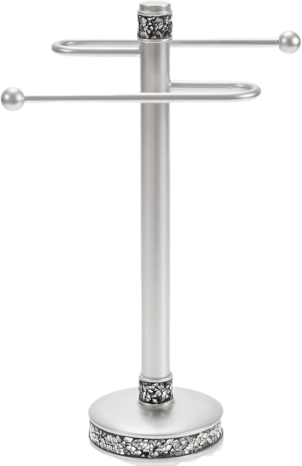 Creative Scents Crackled Glass Toilet Brush with Holder - Silver Toilet Bowl Cleaner Brush and Holder - Good Grip, Deep Cleaning, Decorative Design Compact Toilet Bowl Scrubber