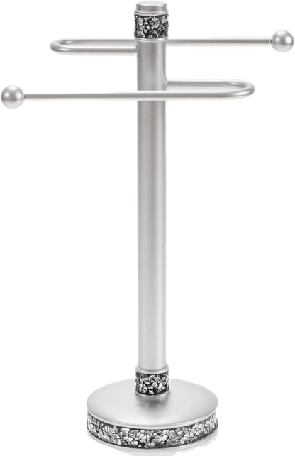 Creative Scents Crackled Glass Toilet Brush with Holder - Silver Toilet Bowl Cleaner Brush and Holder - Good Grip, Deep Cleaning, Decorative Design Compact Toilet Bowl Scrubber