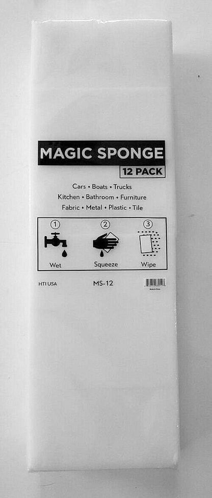 HI-TECH Magic Foam Eraser Sponges – 12-Pack Melamine Cleaning Pads – Erase Dirt, Scuffs & Stains from Auto Interiors, Walls, Shoes, Kitchen & More – 2.5"x 4.75"