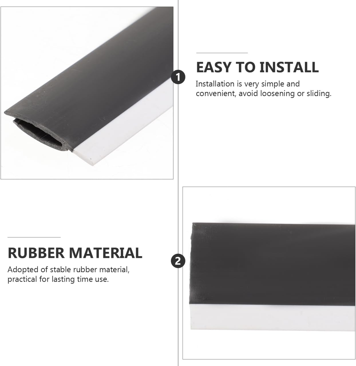 Angoily 4Pcs Dustpan Rubber Strip, 10.23" Dust Pan Lip Replacement, Silicone Edge Protectors, Black Refill Insert for Broom Sweeping Garbage Shovel