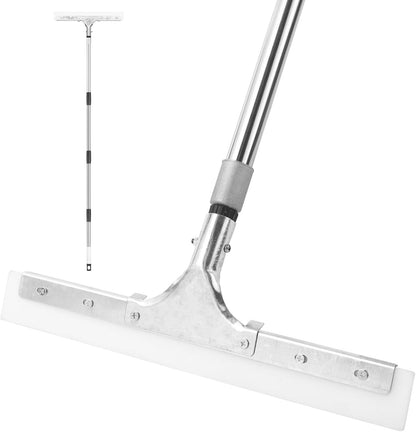 Floor Squeegee for Concrete Floor, 16" Large Heavy Duty Squeegee for Floor, Rubber Broom with 61" Long Handle - Ideal for Bathroom Tile, Garage Concrete, Deck, Shower Glass, Window Cleaning