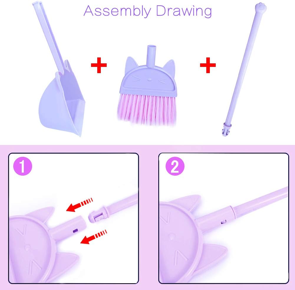 Mini Broom with Dustpan for Boy I Kids Small Cleaning Set Combo Pretend Play I Toddler Kitchen Dress Up Toys–Frog Green