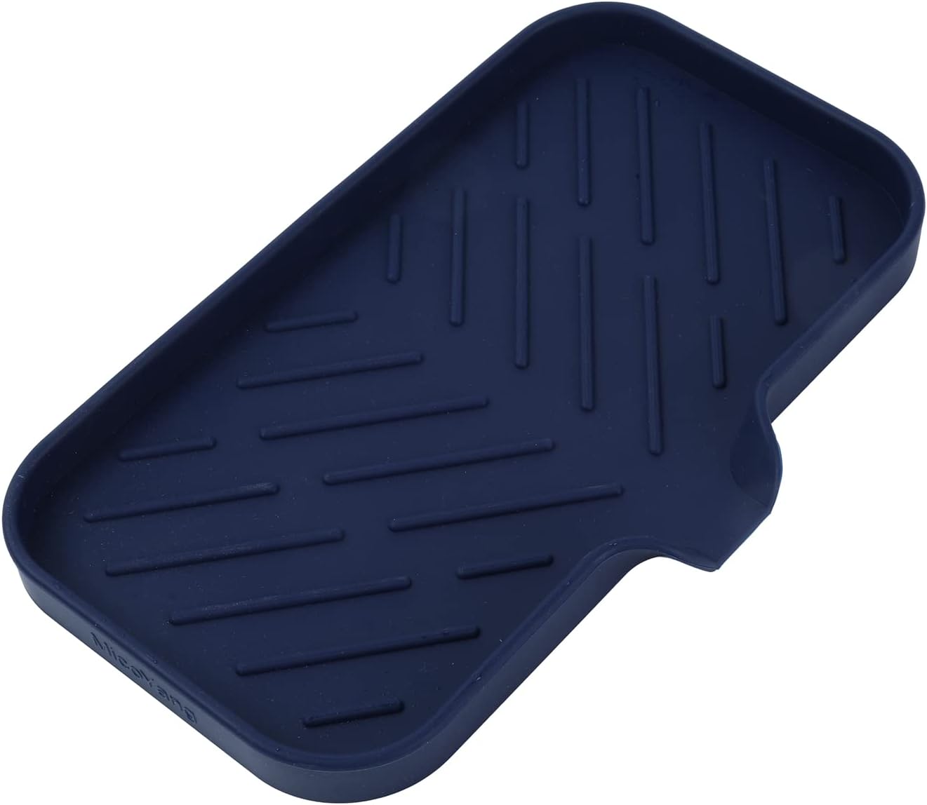 MicoYang Silicone Bathroom Soap Dishes with Drain Spout-Bathroom and Kitchen Sink Organizer,Sponge Holder,Dish Soap Tray,Perfect for Dispenser,Scrubber,Bottle,Cup on Sink or Counter-Black 4.9"×3.2"