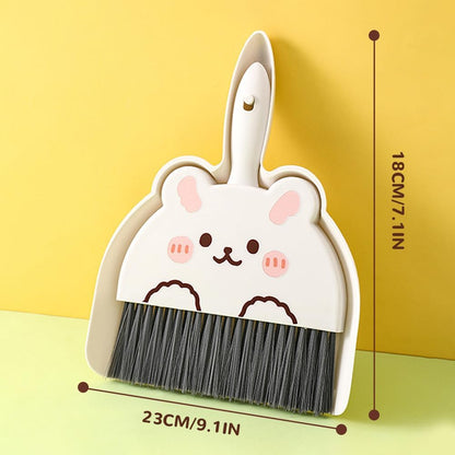 Portable Hand Broom and Dustpan Set, Cute Mini Broom and Dustpan Set with Durable Brush,Lightweight Small Dust Pan and Broom Set for Desktop Cleaning Small Space Cleaning(Rabbit)