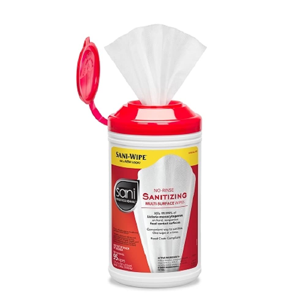 Pdi Sani-Wipe™ Non-Rinse Food Contact Hard-Surface Sanitizing Wipe, 7.75" x 9", 95/can