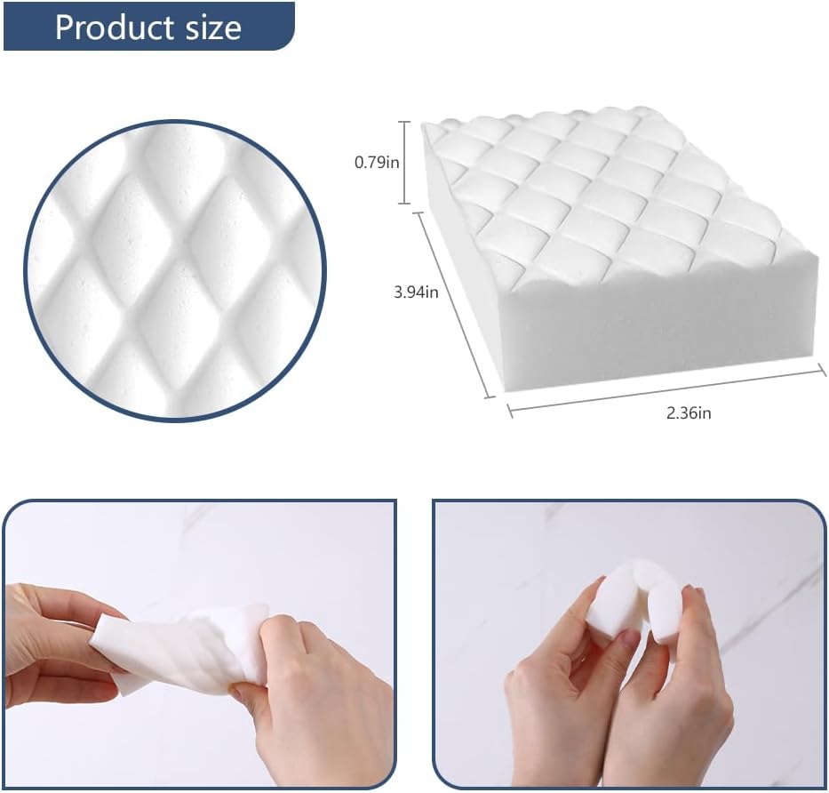 Magic Sponges Eraser,10 Pack Melamine Sponge in Bulk,2X Density,Long Lasting,Cleaning Sponge for Kitchen, Bathroom,Bathtub, Sink,Furniture, Wall Cleaner (White,3.93x2.36x0.79in)