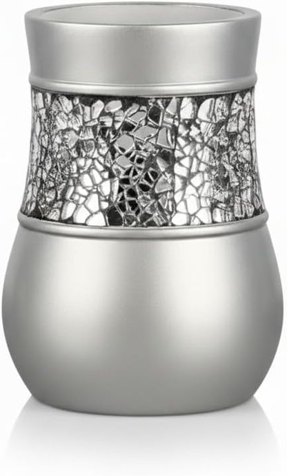Creative Scents Crackled Glass Toilet Brush with Holder - Silver Toilet Bowl Cleaner Brush and Holder - Good Grip, Deep Cleaning, Decorative Design Compact Toilet Bowl Scrubber