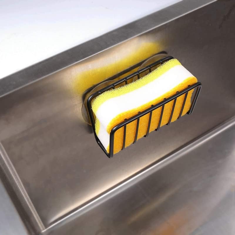 Toplife Sponge Holder for Kitchen Sink, Stainless Steel Suction Cup Sponge Caddy - Silver