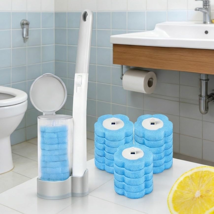 24pcs Toilet Brush Refills Replacement Sponge Heads for Toilet Bowl Cleaner Wand Hygienic Scrubbing Pads Deep Cleaning No Handle