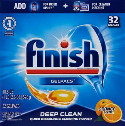 Finish Gelpacs Dishwasher Detergent Pods, Quick Dissolving Cleaning Power, Fights Grease & Dried-On Food, Easy-to-Use Pre-Measured Dishwasher Soap, Orange Scent, 84 Count