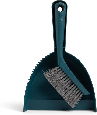 Full Circle Clean Ocean Mini Dustpan and Brush Set, Compact Broom for Cleaning Home, Office Desktop, Kitchen, and Car, Sustainably Made 100% from Recycled Ghost Fishing Nets