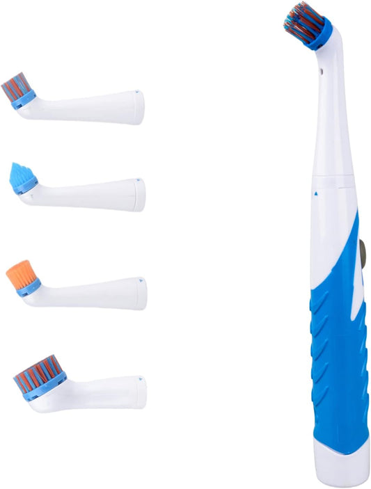 Electric Brush with 4-in-1 Multiple Brush Heads, Cordless Motorized Cleaning Brush for Bathroom, Toilet, Kitchen, Tile, Crevice