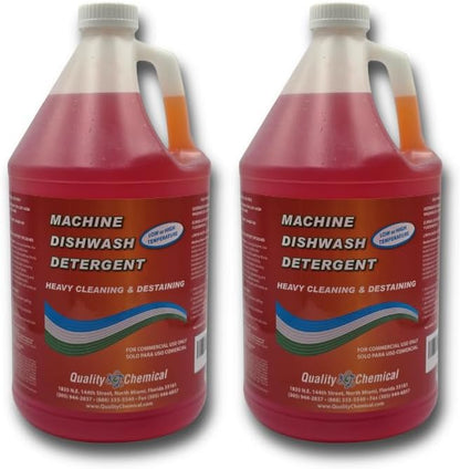 Quality Chemical Heavy Duty Liquid Alkaline Commercial Dishwasher Detergent - Industrial-Grade Formula Dissolves Food Stains, Grease, Grime and Residue - No Pre-Rinse Needed - Ready-to-Use 128oz