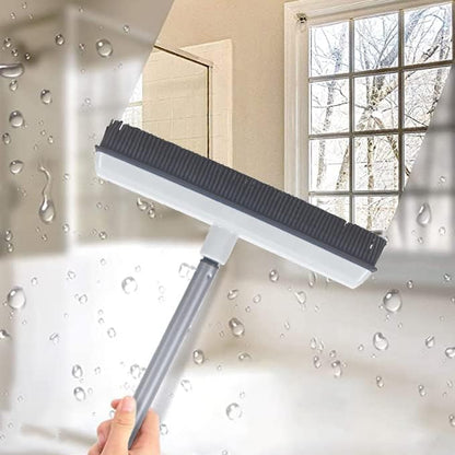 Rubber Bristle Broom for Hardwood Floors, Tiles, Carpets, Wood, and Vinyl Salon Broom, Rubber Squeegee Broom, Rubber Rake for Human Hair, Pet Hair, Fur, Lint, Liquid, Grey, by Superio (Head Only)