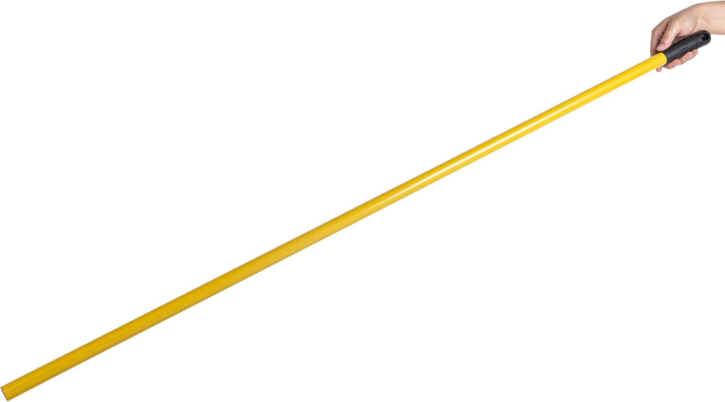 Restaurantware RW Clean 54.3 Inch Non-Slip Handle For Floor Squeegee - Hanging Loop Durable Yellow Iron Handle