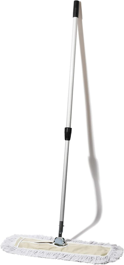 Commercial Dust Mop – 18 Inch Floor Sweeper for Hardwood, Reusable Cotton Mop Head, Extendable Handle, Dry Mop for Floor Cleaning & Janitorial Supplies