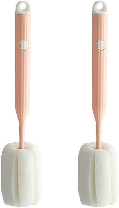 Bottle Soft Brush -2Pcs Sponge Bottle Brush Soft and Easy to Clean, Baby Bottle Sponge Brush Can Effectively Remove The Stain Residue On The Bottom of The Cup(Pink-Brush)