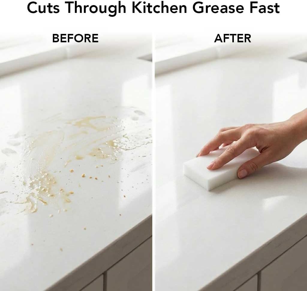 Melamine Cleaning Sponge (2-Pack) – Multi-Surface Eraser Sponge, Breakable Design for Longer Use, Removes Stains, Scuffs & Dirt on Kitchen, Bathroom, Walls, Shoes & More