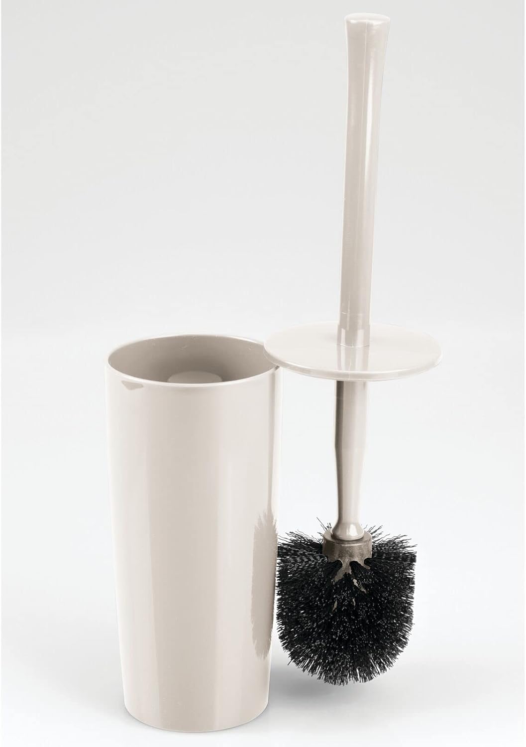 mDesign Slim Plastic Toilet Bowl Brush and Holder Set, Modern Compact Storage Organizer Cleaner Scrubber for Toilet - Heavy Duty Cleaning Plunger for Bathroom, Aura Collection - Navy Blue