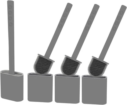 Modern Minimalist Silicone Black Toilet Brush with Holder - Pack of 2 Toilet Bowl Brush Set - Self-Cleaning & Splash-Free, Easy-Rinse Design with Wall Mounted Holder Bathroom Accessory.